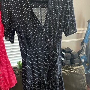 Free People Black and White Polka Dot Mini Dress